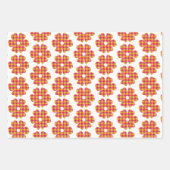 Flower Shape Plaid Yellow Orange Pink ラッピングペーパーシート (正面2)