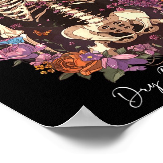 Flower Skeleton Dry Bones Come Alive, Retro Enchan ポスター (角)