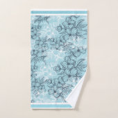 Flower Sketch Charcoal Grey and White  バスタオルセット (ハンドタオル)