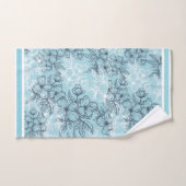 Flower Sketch Charcoal Grey and White  バスタオルセット (ハンドタオル)