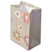 Flower Smiley Wrapping Paper ミディアムペーパーバッグ (正面アングル)