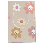 Flower Smiley Wrapping Paper ミディアムペーパーバッグ (正面)