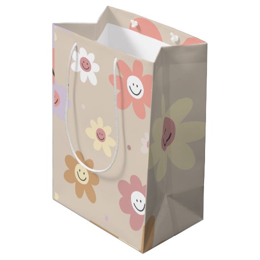 Flower Smiley Wrapping Paper ミディアムペーパーバッグ (裏面アングル)