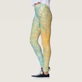 Flower Square Rose Overlay Lace Art Leggings レギンス