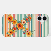 Flower Stripes Retro (X) iPhoneケース (裏面横)