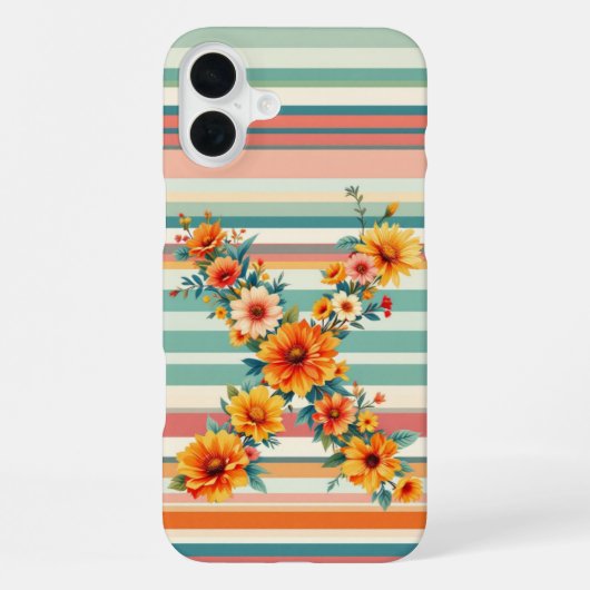 Flower Stripes Retro (X) iPhoneケース (裏面)