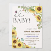 Flower Sun Floral Girls Baby Shower Invitations  招待状 (正面)
