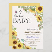 Flower Sun Floral Girls Baby Shower Invitations  招待状 (正面/裏面)