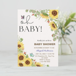 Flower Sun Floral Girls Baby Shower Invitations  招待状