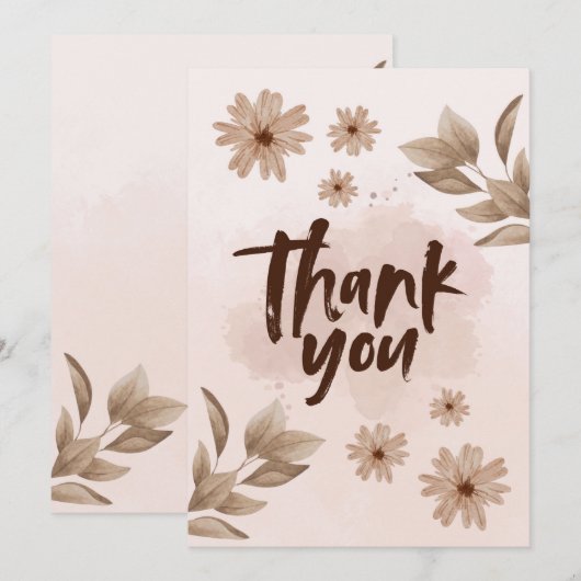 Flower Thank You Card 招待状 (正面/裏面)