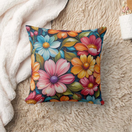 Flower Throw Pillow クッション (ブランケット)