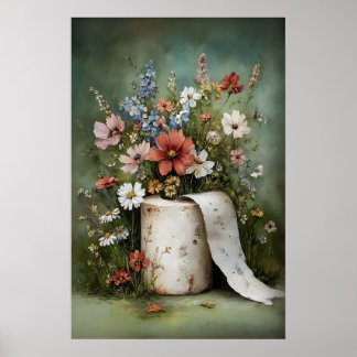 Flower Toilet Paper Roll Print, Botanical Bathroom ポスター