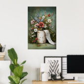 Flower Toilet Paper Roll Print, Botanical Bathroom ポスター (ホームオフィス)