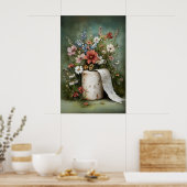 Flower Toilet Paper Roll Print, Botanical Bathroom ポスター (キッチン)