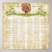 Flower Tree Print Quaker Wedding Certificate ポスター (正面)