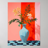 Flower Vase Art Print, Abstract Still Life Oil Pai ポスター (正面)