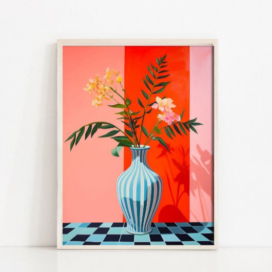 Flower Vase Art Print, Abstract Still Life Oil Pai ポスター