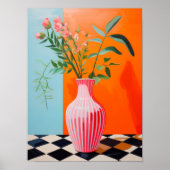 Flower Vase Art Print, Abstract Still Life Oil Pai ポスター (正面)