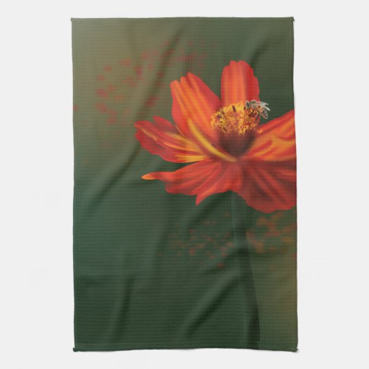 Flower with bee キッチンタオル (縦)