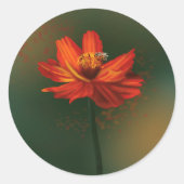 Flower with bee ラウンドシール (正面)