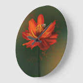 Flower with bee ラージ壁時計 (傾斜)