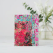 Flower Woman Mixed Media Collage  ポストカード (スタンド正面)