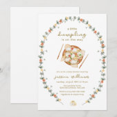 Flower Wreath Bao Dumpling Baby Shower  招待状 (正面/裏面)