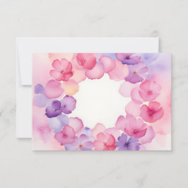 Flower Wreath Pink and Purple Floral Frame Design 招待状