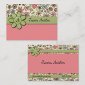 Flowerchildのピンクの風変わりなモノグラムのカスタム 名刺 (正面/裏面)