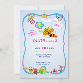 Flowered Theme invitaion. Kids party. 招待状