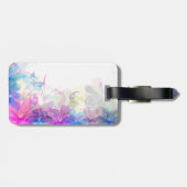 Flowerfulの蝶抽象芸術の荷物のラベル ラゲッジタグ (裏面横)