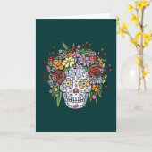 Flowerhairの砂糖のスカル カード (黄色い花)