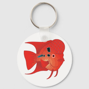 Flowerhornの赤い魚 キーホルダー