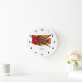 Flowerhorn cichlid fish cartoon illustration ラウンド壁時計 (ホーム)
