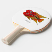 Flowerhorn cichlid fish cartoon illustration 卓球ラケット (正面アングル)