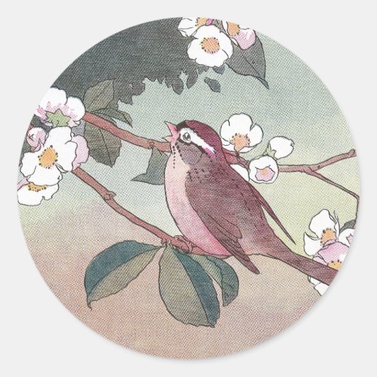 Flowering Apple Treeのスパロー ラウンドシール (正面)