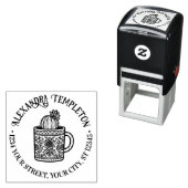 Flowering Cactus Coffee Cup #1P名Retアドレス セルフインキングスタンプ (インサイチュ)