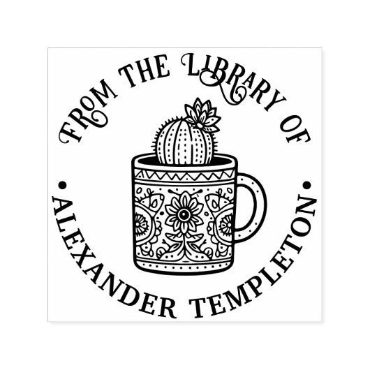 Flowering Cactus Coffee Cup #1P図書名 セルフインキングスタンプ (デザイン)