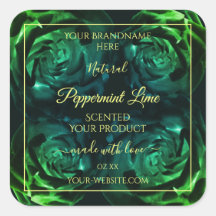 Flowering Dark Greenおよびティール（緑がかった色）バラ製品ラベル