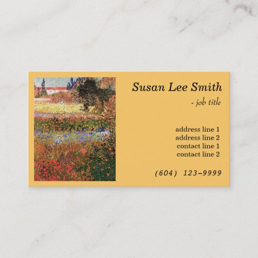 Flowering Garden by Vincent vanゴッホ。日当たりの良い黄色 名刺 (正面)