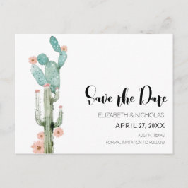 Flowering Love - Cactus Photo Save The Date 案内ポストカード