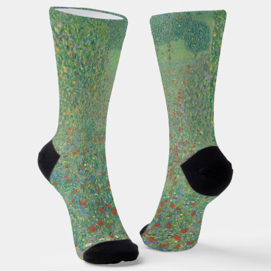 Flowering Poppies - Gustav Klimt ソックス (傾斜あり)