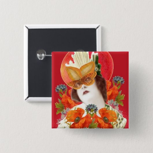 flowerLadyMangoHead II 缶バッジ (正面&裏面)