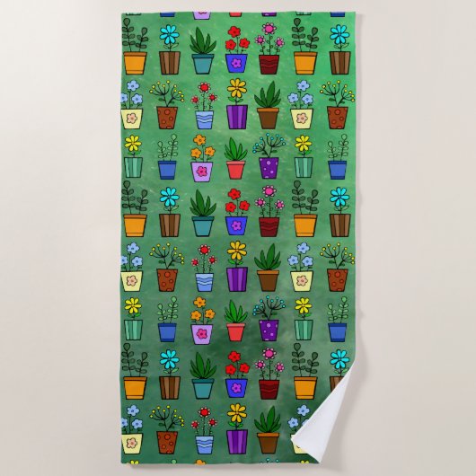 Flowerpots  ビーチタオル (正面)