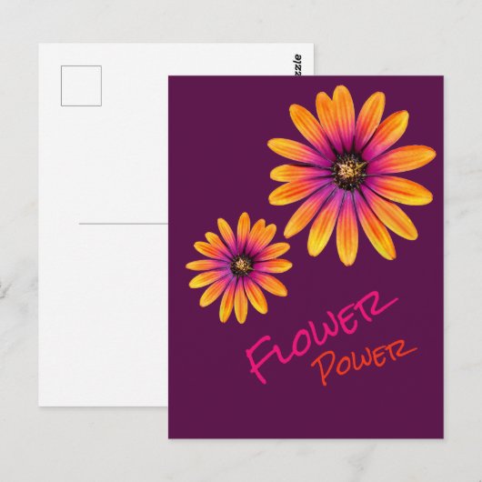 FlowerPowerはがき紫 ポストカード (正面/裏面)