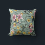 flowers クッション<br><div class="desc">Wrap yourself in the timeless beauty of a lush summer meadow. This ultra-soft throw pillow features an intricate botanical pattern of hand-painted wildflowers in shades of dusty pink,  golden yellow,  and cool sky blue.</div>