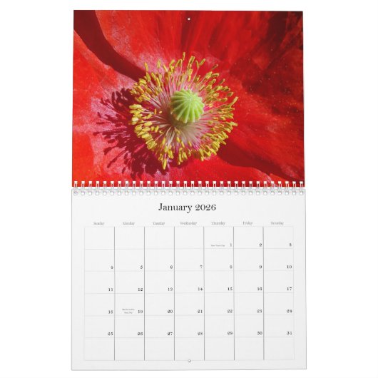 Flowers 2026 a Calendar カレンダー (1月 2026)