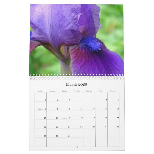 Flowers 2026 a Calendar カレンダー (3月 2026)