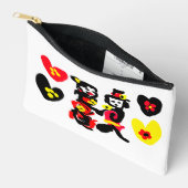 Flowers and black and red Valentine day アクセサリーポーチ (見開き)