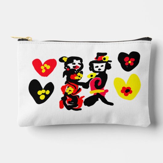 Flowers and black and red Valentine day アクセサリーポーチ (正面)